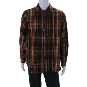 Scotch And Soda Mens Plaid Button Down Shirt Brown Black Size Extra Large
